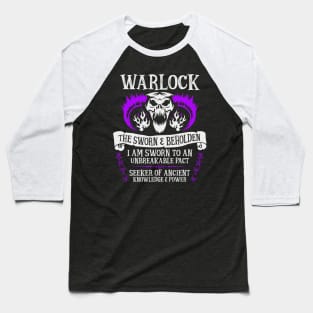 WARLOCK, THE SWORN AND BEHOLDEN - Dungeons & Dragons (White Text) Baseball T-Shirt